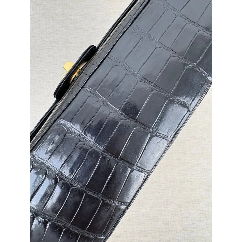 CHANEL Black Crocodile Classic Flap Medium GHW